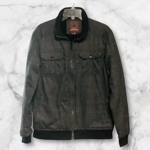 Ministry of Fashion Full Zip Fleece Bomber Side Pockets Jacket in Charcoal Large - Picture 1 of 8